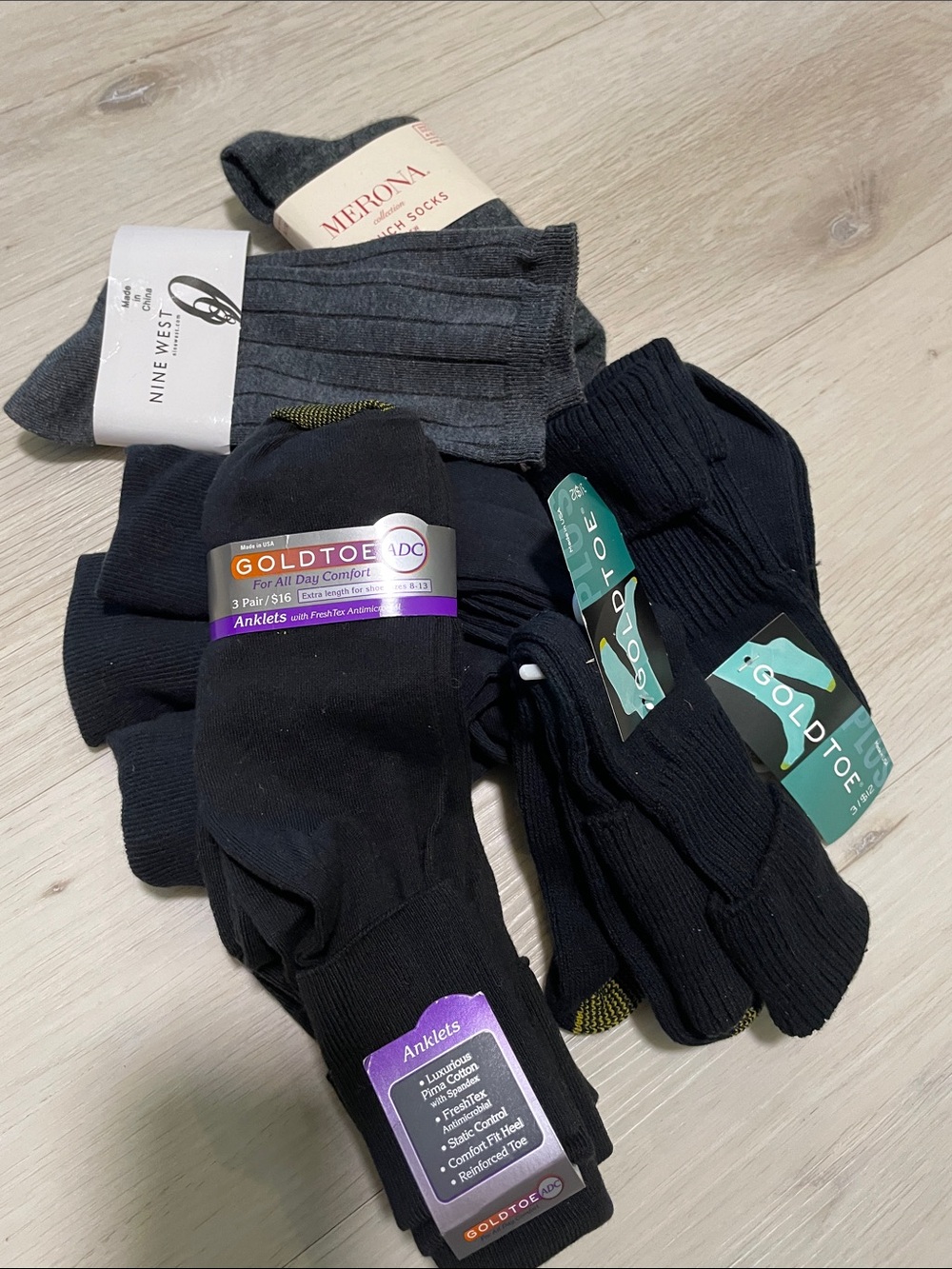 Women’s Black and Charcoal Casual Socks Pack Including Gold Toe
